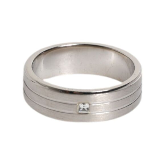 Dolce & Gabbana Silver Tone Brass Clear Crystal DG Logo Men's Ring